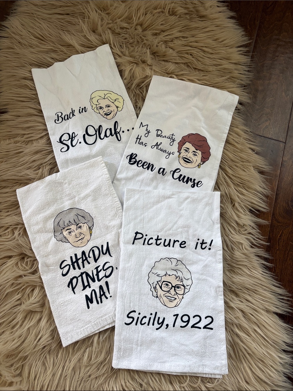 Classic White Golden Girls Decorative Kitchen Towels - Set of 4